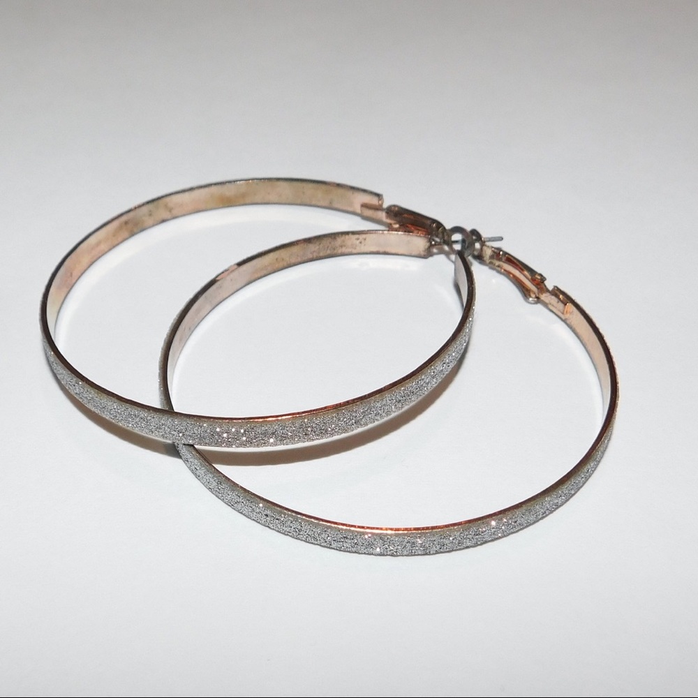 Silver and sparkly hoop earrings